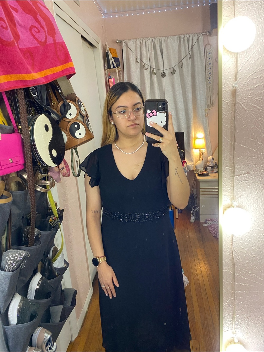 J.B.S. Black Embellished Midi Dress
